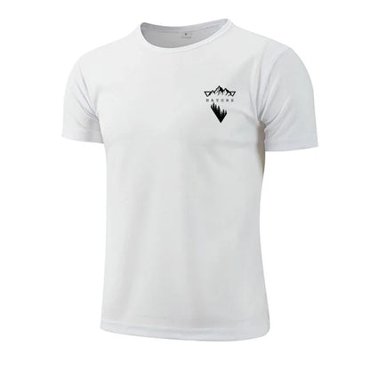 Summer Mens T-shirt Print Casual Exercise Tops Outdoor Jogging Marathon Clothing Quick-Dry Mesh Tees Popular Cycling Sportswear