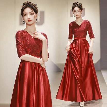 Black Wedding Dresses for Bride Elegant Sexy V Neck Sparkling Glitter Long Formal Prom Evening Guest Party Women Dress Summer