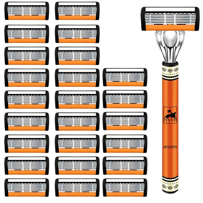 6-layer razor blade, men's stainless steel blade, classic water washed razor, sharp blade for clean shaving