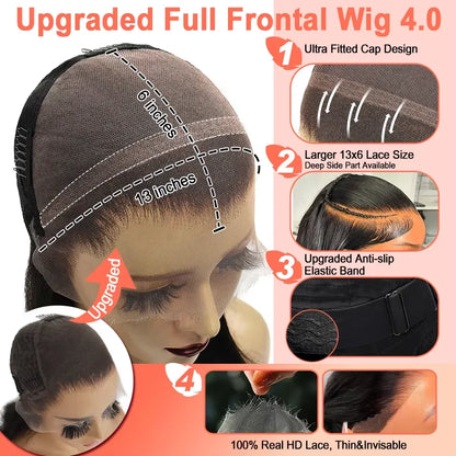 #1 Jet Black 13x6 HD Lace Frontal Human Hair Wigs Deep Wave Wigs Ultra Fitted Brazilian Virgin Hair Middle Part Bleached Knots