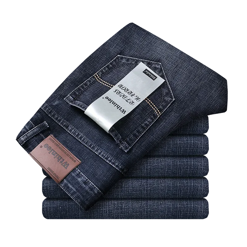 2026 New Business Men's Jeans Casual Straight Stretch Fashion Classic Blue Black Work Denim Pant Trousers Male  Clothing
