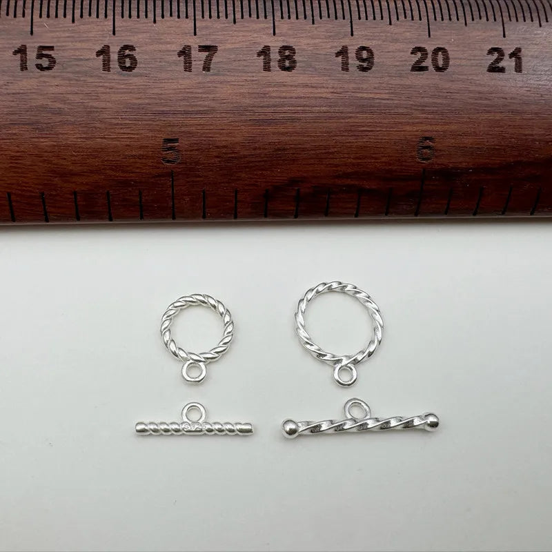 1Set S925 Sterling Silver Hemp Rope OT Clasp Silver Jewelry Accessories Handmade Necklace Bracelet Clasp