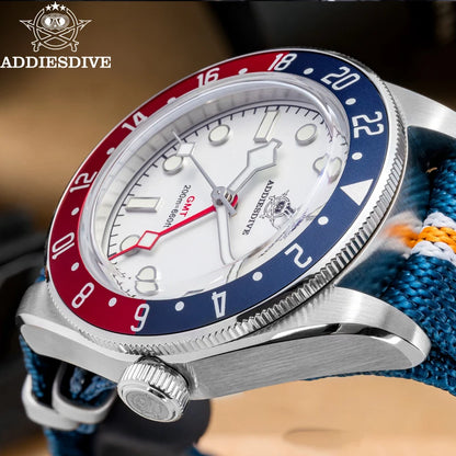 ADDIESDIVE TOP Men's Watches 20Bar Diving BGW9 Super Luminous AD2044 Swiss Ronda 515-24H GMT Watch Quartz Watch