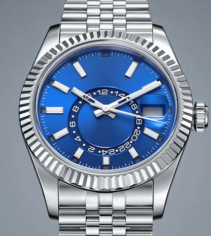 41mm Luxury Men Automatic Mechanical Movement Black Blue Gold Three Tone Luminous Waterproof Sapphire Glass Stainless Steel