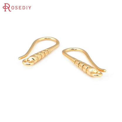 10PCS 19.5x7MM 18K Gold Color Brass Earrings Hooks High Quality Jewelry Earrings Making Supplies Diy Findings Accessories