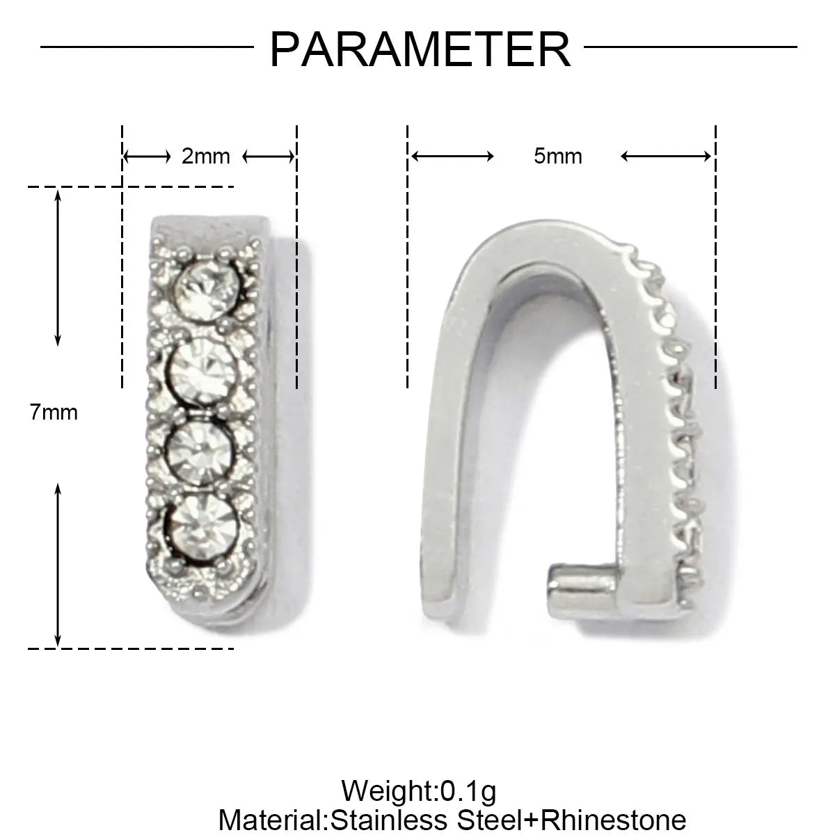 5Pcs/Lot Stainless Steel Clips Clasps Rhinestone Pinch Clip Bail Connectors For DIY Jewelry Findings Accessories
