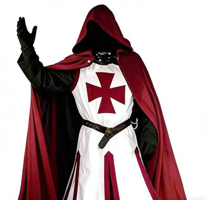 Medieval S-4XL Crusader Mens Knights Templar Tunic Cosplay Costumes Renaissance Halloween Surcoat Warrior Black Plague Cloak Top