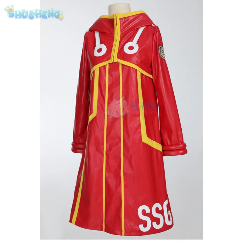 Monkey D Luffy Egghead Cospaly Costume Anime OP Red leather coat skirt hat shoe cover Halloween party cute woman man uniform