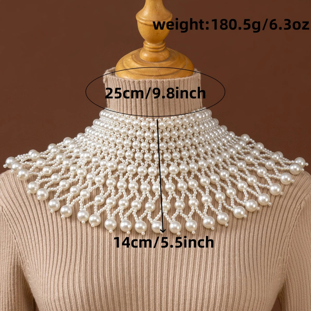 A Simple Style White Beaded Handmade Wave-Shaped Necklace, Suitable As A Wedding Dress Cape Accessory For Women.