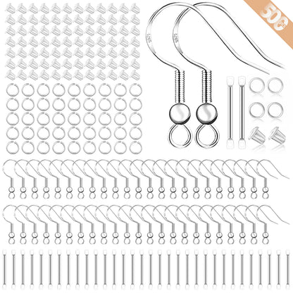 925 Silver/Gold Plated Earring Hooks for Jewelry Making, 900pcs Hypoallergenic Earring Making Kit,Earring Findings Jump Rings
