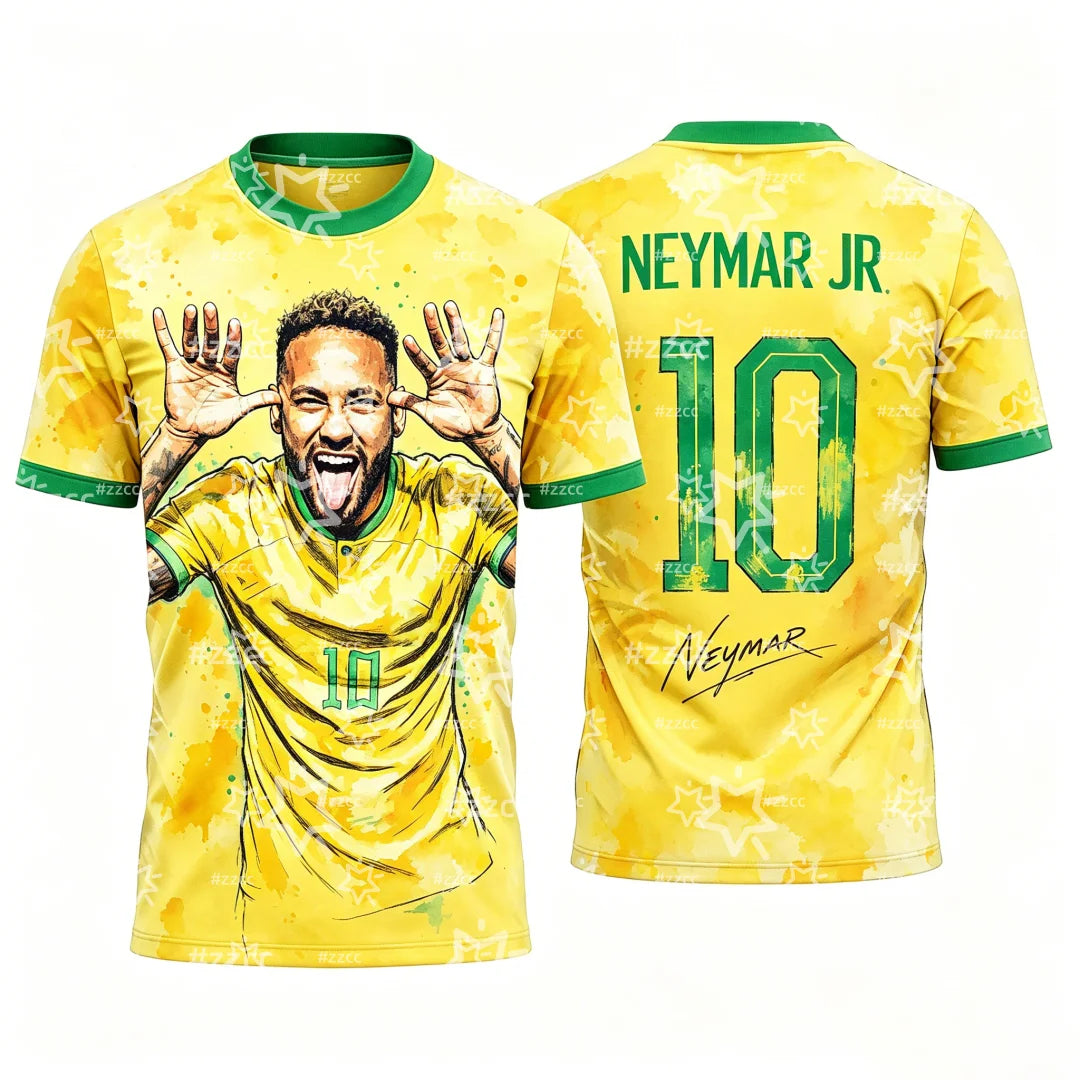 2026 Brazil Neymar Jr No.10 Football Jersey Match Training Kit Summer Sports Men's T-Shirt Kid's Clothing cycling jersey ﻿