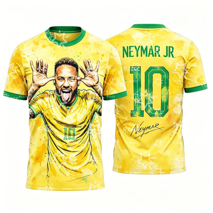 2026 Brazil Neymar Jr No.10 Football Jersey Match Training Kit Summer Sports Men's T-Shirt Kid's Clothing cycling jersey ﻿