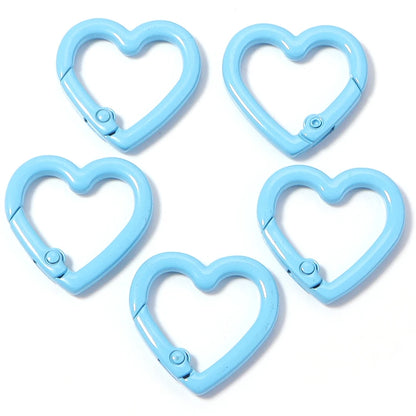 5pcs Alloy Heart Spring Clasps Snap Hooks Carabiner Keychain Clips Dolls/Label Connector For Jewelry Making DIY Accessories