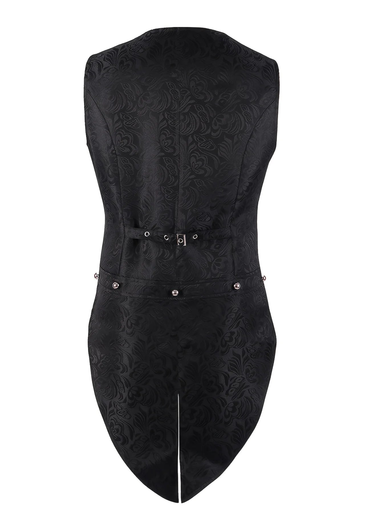 2026 New European Medieval Men's Gothic Vest, Halloween Stage Costume, Button Lapel, Slim Fit, Mid-Length Black Waistcoat