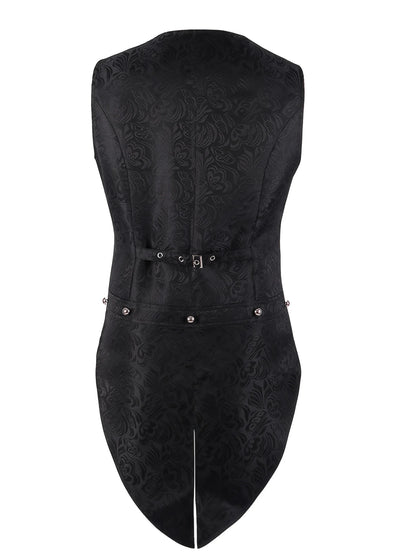 2026 New European Medieval Men's Gothic Vest, Halloween Stage Costume, Button Lapel, Slim Fit, Mid-Length Black Waistcoat