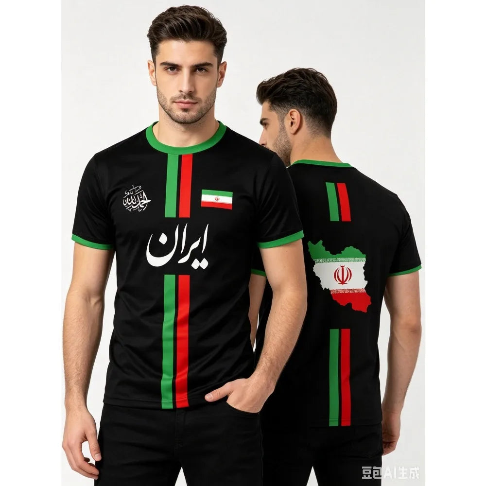 2026 Summer New IRAN Football Jersey Men's Sports T-shirt Iranians Flag Street Soccer Jerseys Casual Breathable Graphic T Shirts