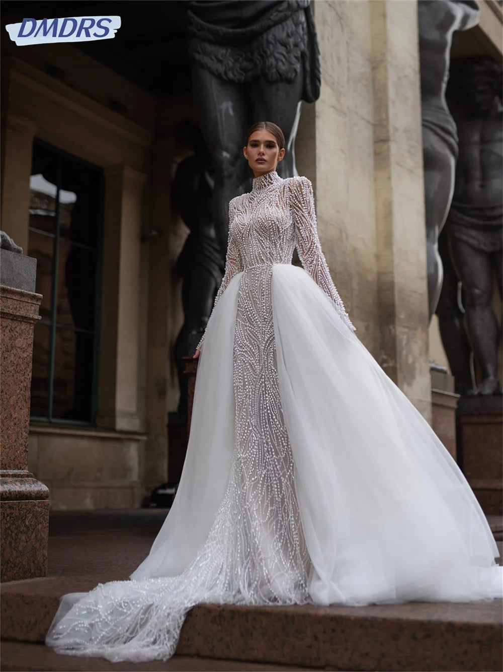 Luxurious Beaded Bridal Dresses 2026 Elegant Long Sleeve Wedding Dress Charming Floor-length Dress Customized Vestidos De Novia