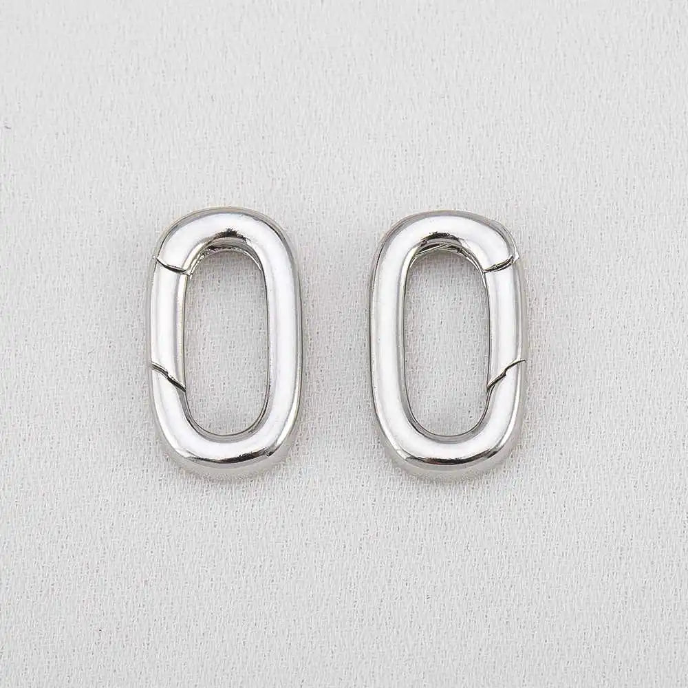 2pcs 18K Gold Plated Filled Oval Carabiner Necklace Clasps Spring Ring Pearl Enhancer Connector for DIY Jewelry Bracelet Making