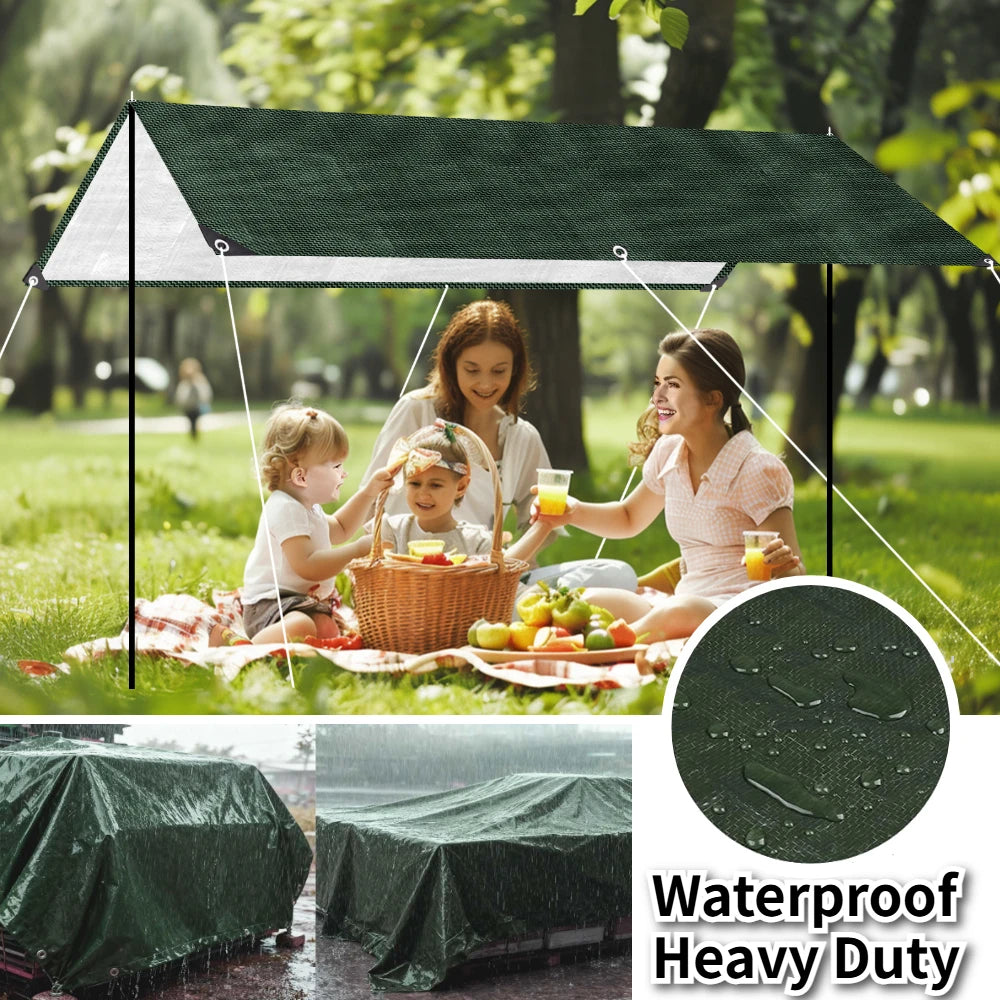 Tarpaulin Waterproof Canopy Heavy Duty Tarp Sheet Cover with Grommet Multi Rain Cover For Outdoor Terrace Plant Garden Porch