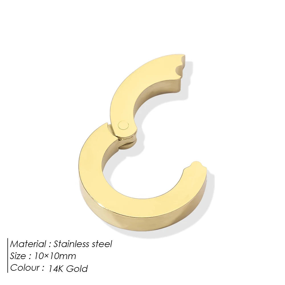 eManco High Quality Stainless Steel 14K PVD Gold Plated Round Skeleton Clasp Head for DIY Bracelet Necklace Jewelry Making