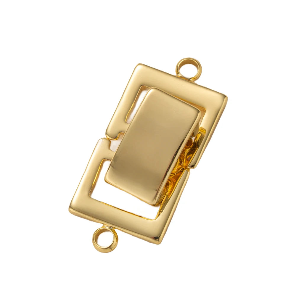 2pcs 14K Gold Plated Layered Clasp 2 Strands Necklace Layering Clasp Necklace Connectors Bar Links Slide Lock for Jewelry Making
