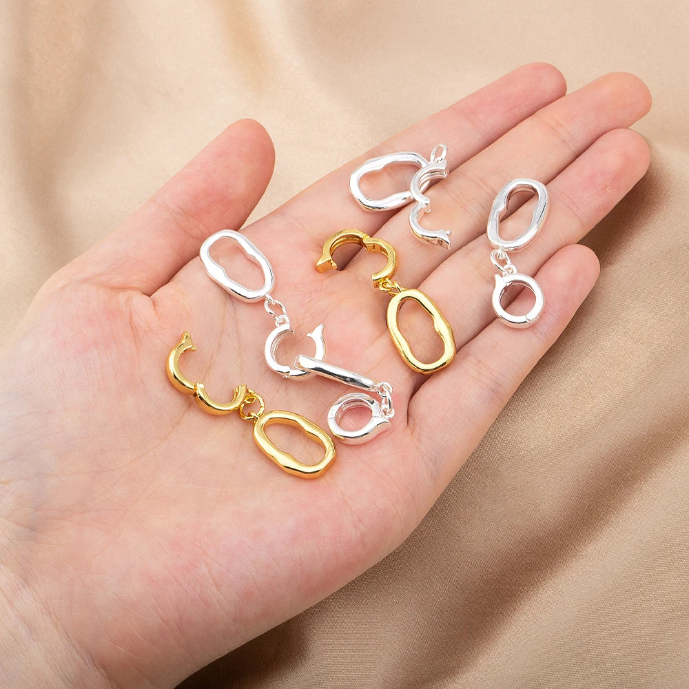 1/3pcs 18K Gold Color Plated Irregular Oval Clasp Connectors for DIY Jewelry Making Necklace Bracelet Accessories Supplies