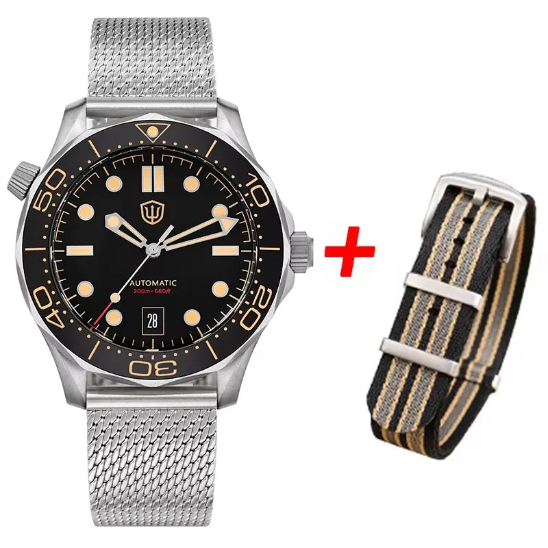 Watchdives WD007 V4 Automatic Dive Watch 200M Waterproof PT5000 Movement Titanium Case Sapphire Crystal Mens Watch With Gift