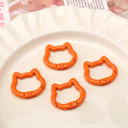 1pc/bag Alloy Spring Clasps Colorful Cute Cat Shape Spring Ring Carabiner Clips For DIY Keyring Lanyard Keychain Making Findings