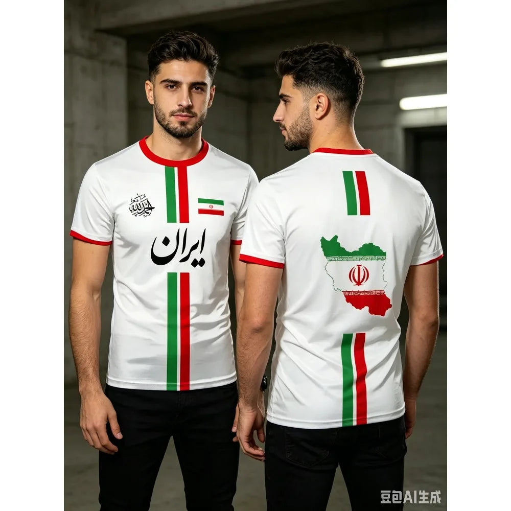 2026 Summer New IRAN Football Jersey Men's Sports T-shirt Iranians Flag Street Soccer Jerseys Casual Breathable Graphic T Shirts