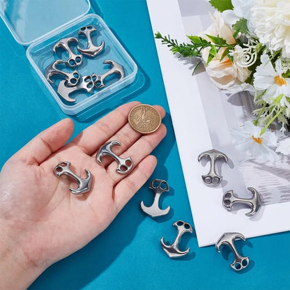 12pcs Stainless Steel Anchor Hook Clasps Cord End Connector Clasp Metal Hook Clasp for DIY Leather Cord Bracelets Jewelry