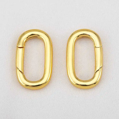 2pcs 18K Gold Plated Filled Oval Carabiner Necklace Clasps Spring Ring Pearl Enhancer Connector for DIY Jewelry Bracelet Making