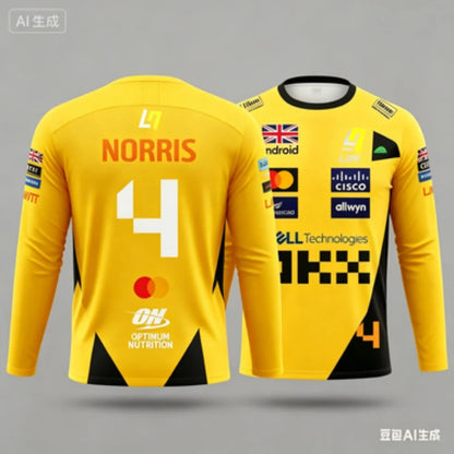 Norris No.4 Racing Suit Long-Sleeve Top Breathable Quick-Dry Fabric For Racing Fans Daily Casual Sports Wear