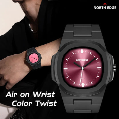 NORTH EDGE Watch for Man New VOLT Quartz Watch Fashion Light Resin Case Square Swimming 50M Waterproof Men Watches Gift Box