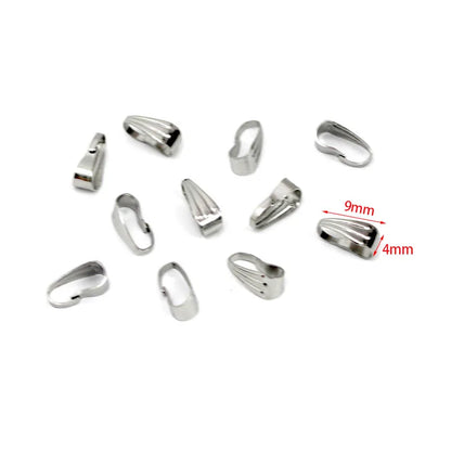 50Pcs Stainless Steel Pendant Clips Pinch Bail Clasp Connectors Necklace Hooks For Jewelry Making Findings Accessories Supplies