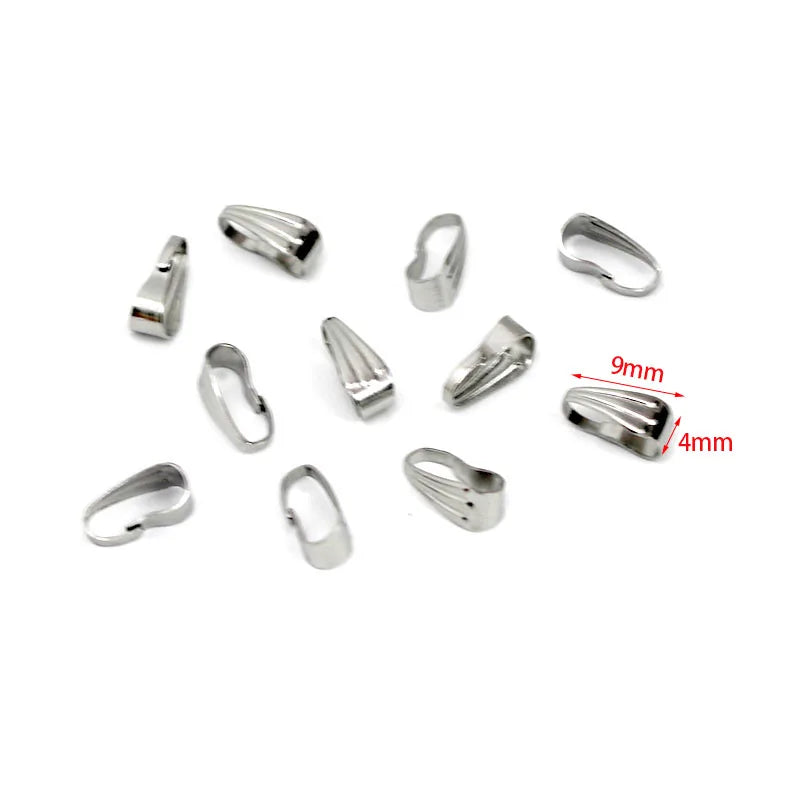 50Pcs Stainless Steel Pendant Clips Pinch Bail Clasp Connectors Necklace Hooks For Jewelry Making Findings Accessories Supplies