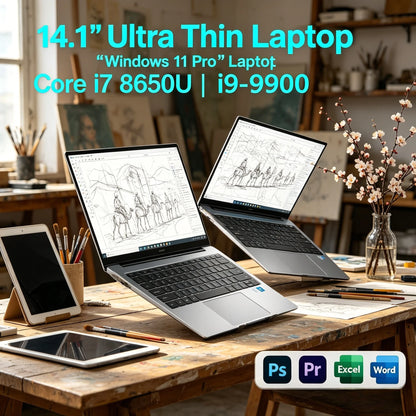 Fashion Ultra Thin 14.1 Inch Laptop 2026 Latest Model Win11 System Fast Speed Office Study Entertainment Portable Laptop