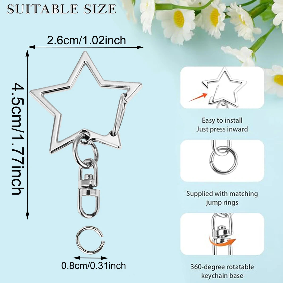 15/25/40 Set Star Shaped Rotating Spring Keychain, Suitable For  Keychain Lanyard, DIY Crafts, Holiday Gift, Bag Decorations