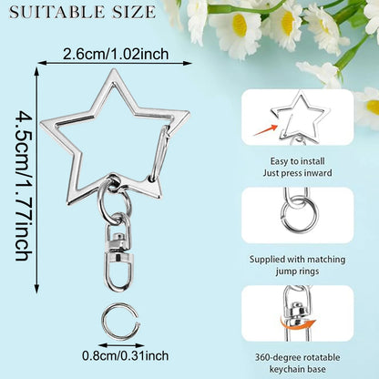 15/25/40 Set Star Shaped Rotating Spring Keychain, Suitable For  Keychain Lanyard, DIY Crafts, Holiday Gift, Bag Decorations