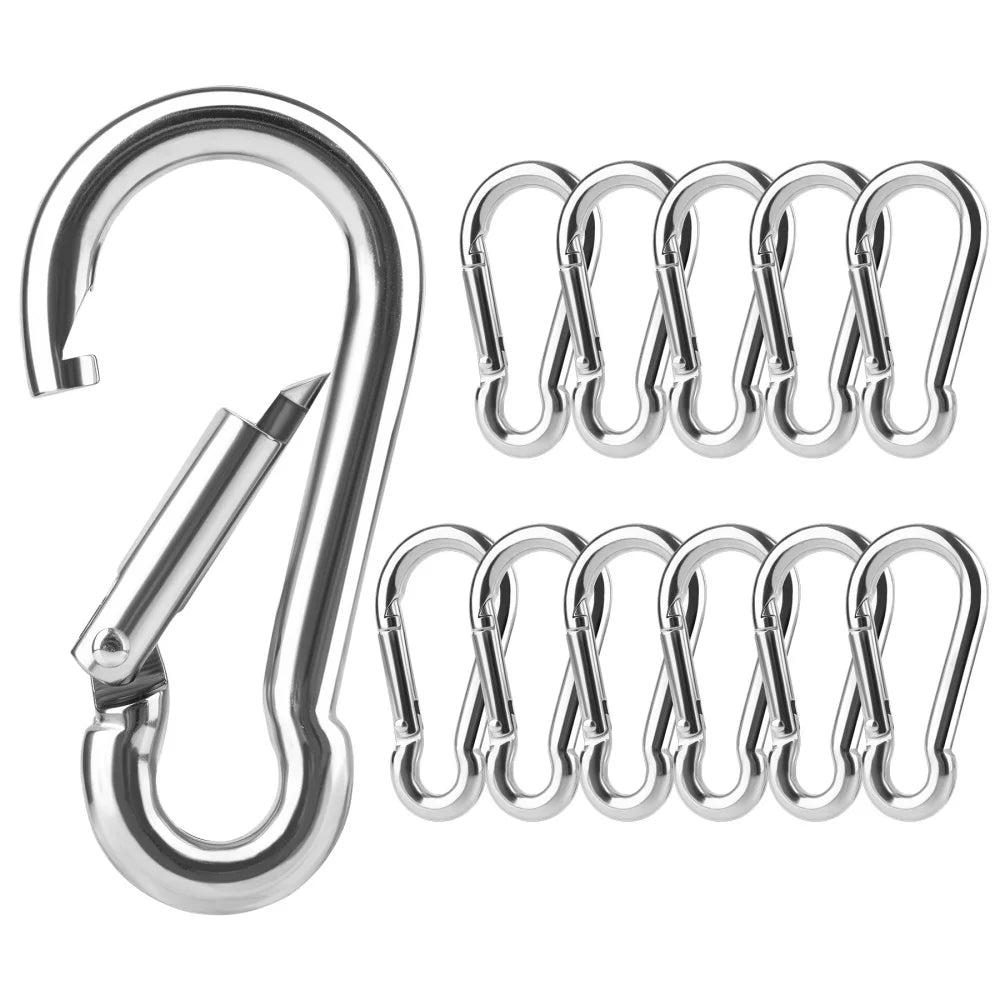 6Pcs/pack 304 Stainless Steel 40-60mm Multifunctional Spring Snap Carabiner Quick Link Lock Ring Hook Jewelry Accessories