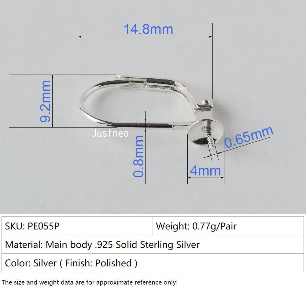 Solid 925 Sterling Silver Hinged French Leverback Eearwire Hook Findings , snap hook for Earring Jewelry DIY