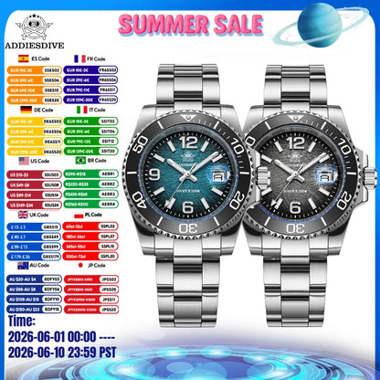 ADDIESDIVE 41mm Men Diving Watch AD2513 20Bar Waterproof BGW9 Super Luminous Reloj Hombre Quartz Men Watch