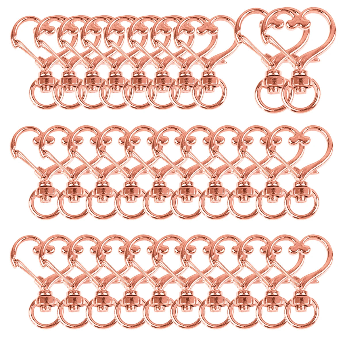 5/10/15/25/40/60Pcs Heart-Shaped Swivel Snap Hooks Metal Spring Snap Keychains Heart Clips Trigger for Lanyard Jewelry Charms