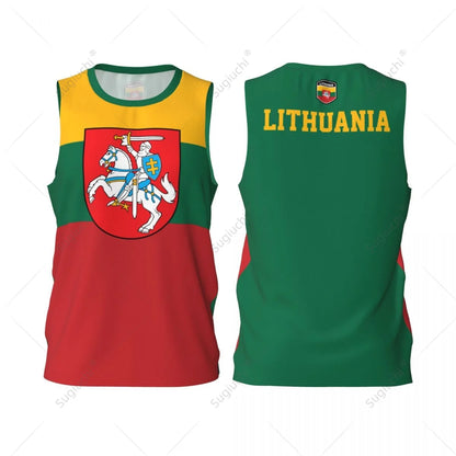 Men Basketball Sports Lithuania Flag Running Fitness Multifunction Jersey Sleeveless shirt Custom Name Nunber Exclusive