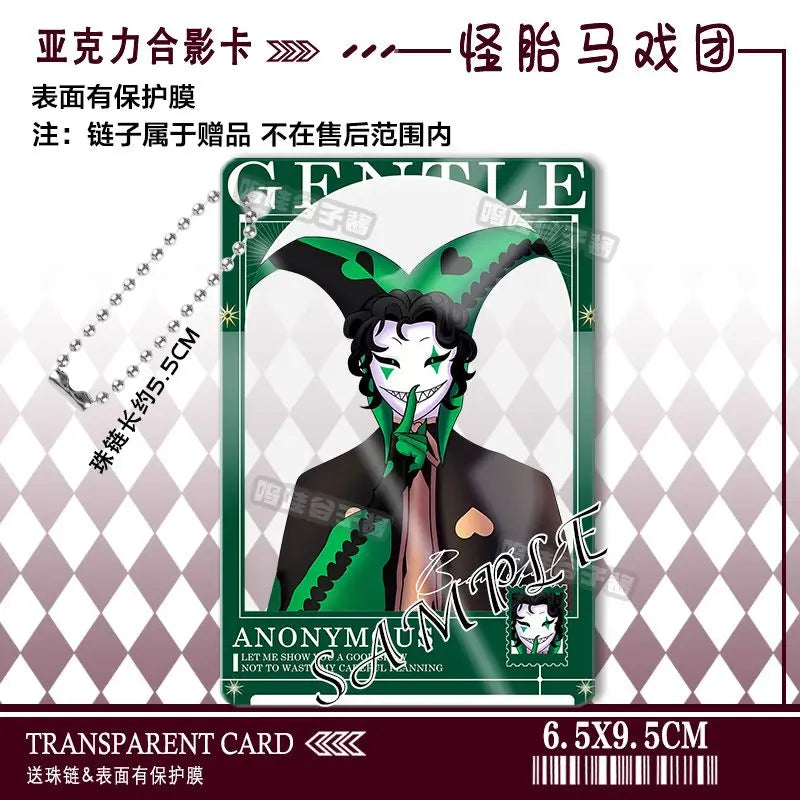 The Freak Circus Pierrot Cosplay Anime Acrylic Photo Card Keychain Pendant Backpack Accessory Cartoon Gift