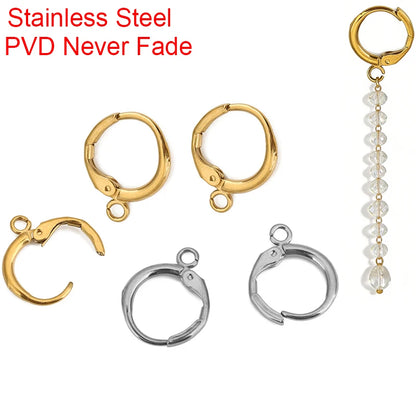 10pcs 12mm Hypoallergenic Earrings Hooks Clasps PVD Never Fade Stainless Steel Earrings Making  Diy Jewelry Accessories Findings