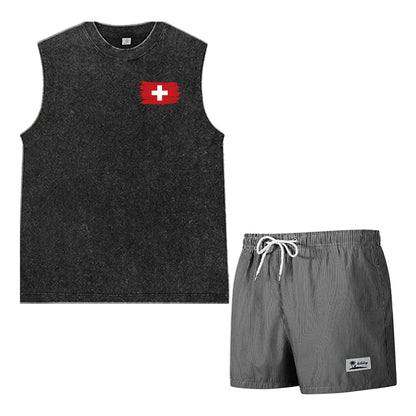 Casual Summer  sleeveless Men's 2 Piece Outfit