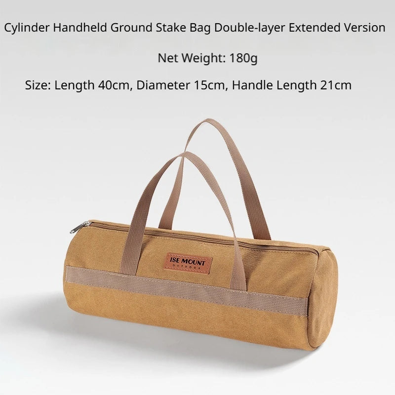 Multifunctional Camping Storage Bag Portable Tent Stakes & Wind Rope Pouch Outdoor Accessories Cylinder Tool Organizer