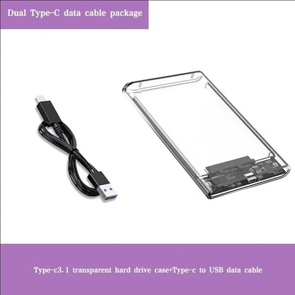 Transparent HDD Case HDD Enclosure 2.5 Inch SSD SATA To USB 3.0 Type-C 3.1 Adapter Portable External Hard Drive Box Tool-Free
