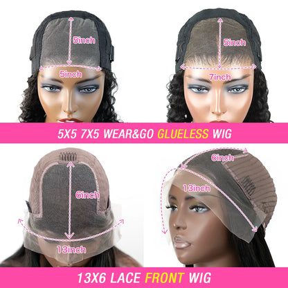 Wear Go Glueless Body Wave Lace Front Human Hair Wigs 13x6 HD Lace Frontal Wig Human Hair 5x5 HD Transparent Lace Closure Wigs