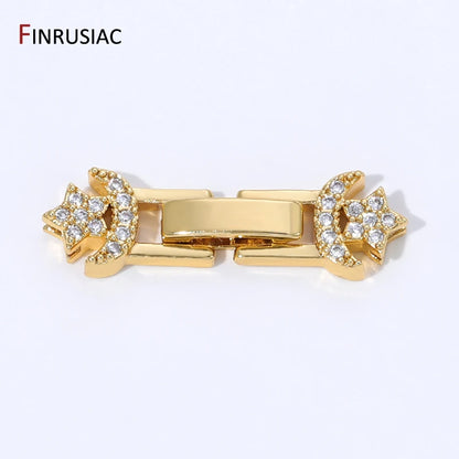 18K Gold Plated Brass Pearl Clasp Connector,Clasps For Bracelet,Zircon Fasteners Lock Clasps For DIY Jewelry Making Supplies